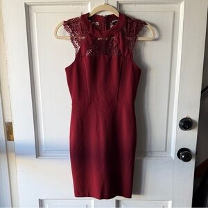 Express Burgundy Lace Mini Dress